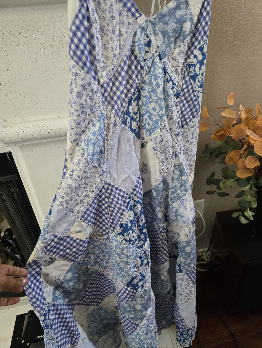 Polo By Ralph Lauren Blue Patchwork Maxi Dress